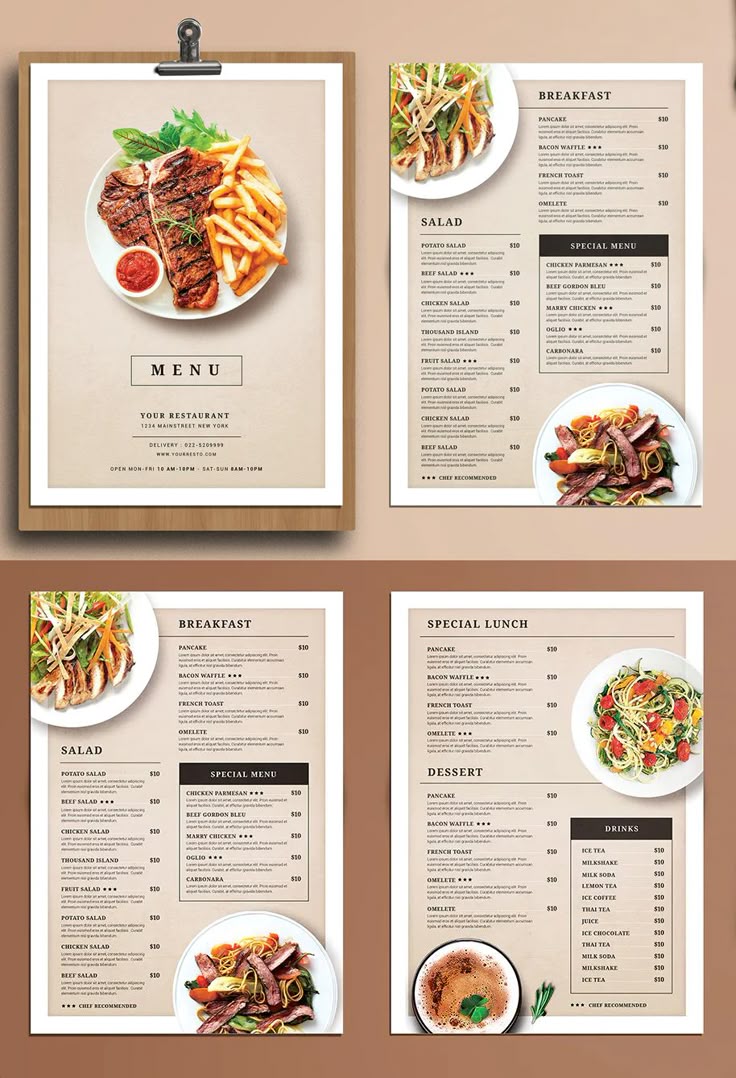 Menu restaurant design